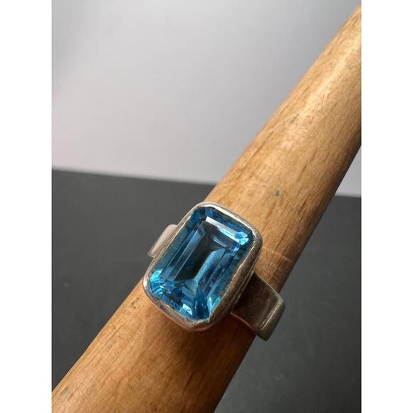 NEW Swiss blue topaz sterling silver ring size 7 / 6.65 grams - Picture 10 of 11